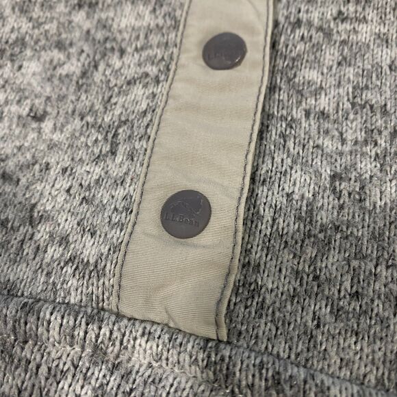 L.L. Bean Snap Sweater Fleece Pullover Womens Large Heather Gray Outdoor Hiking - Picture 7 of 16